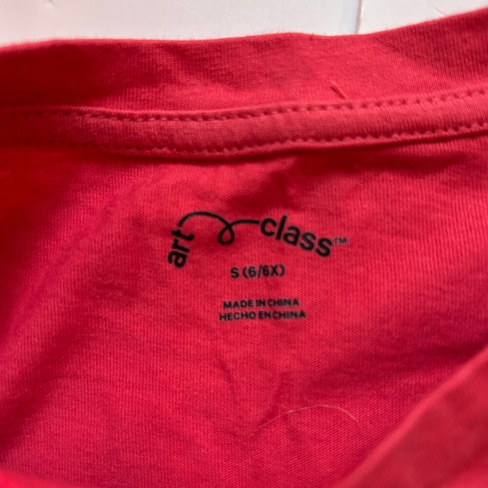 Art Class Girls Red Ruched Side Drawstring T-Shirt Top Size S (6/6X) - Picture 3 of 4